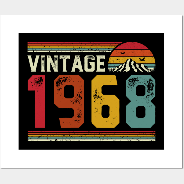 Vintage 1968 Birthday Gift Retro Style Wall Art by Foatui